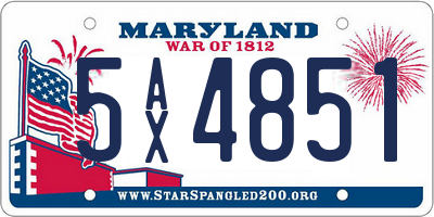 MD license plate 5AX4851
