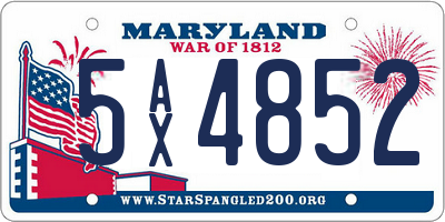 MD license plate 5AX4852