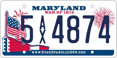 MD license plate 5AX4874