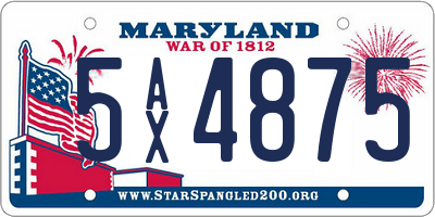 MD license plate 5AX4875