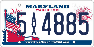 MD license plate 5AX4885