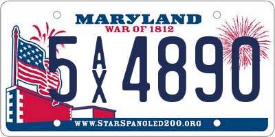 MD license plate 5AX4890
