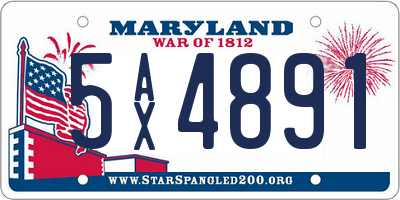 MD license plate 5AX4891
