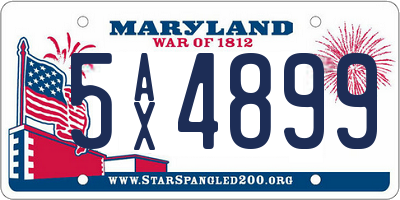 MD license plate 5AX4899