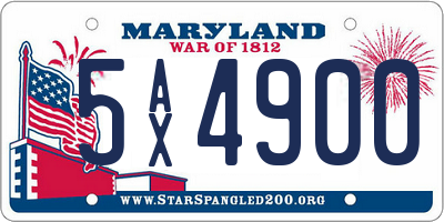 MD license plate 5AX4900