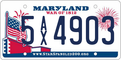 MD license plate 5AX4903