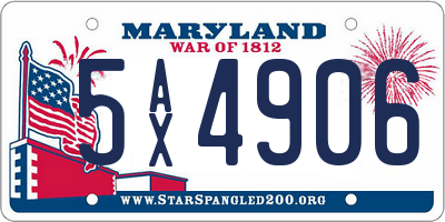 MD license plate 5AX4906