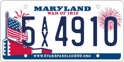 MD license plate 5AX4910
