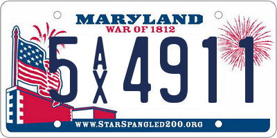 MD license plate 5AX4911