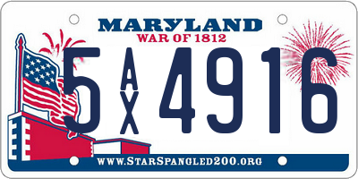 MD license plate 5AX4916