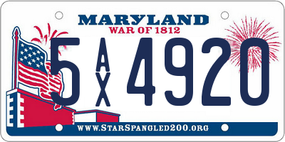 MD license plate 5AX4920