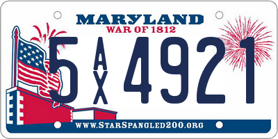 MD license plate 5AX4921