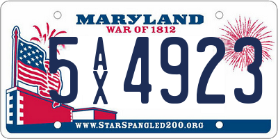 MD license plate 5AX4923