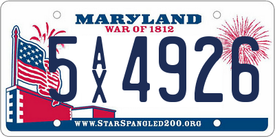 MD license plate 5AX4926