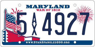 MD license plate 5AX4927