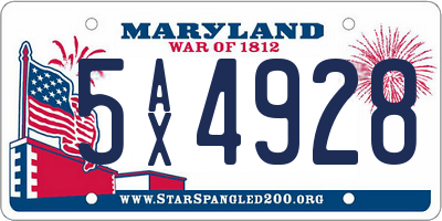 MD license plate 5AX4928