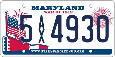MD license plate 5AX4930