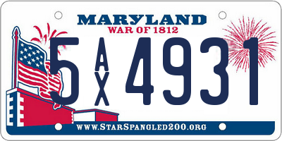 MD license plate 5AX4931