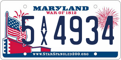 MD license plate 5AX4934