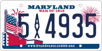 MD license plate 5AX4935