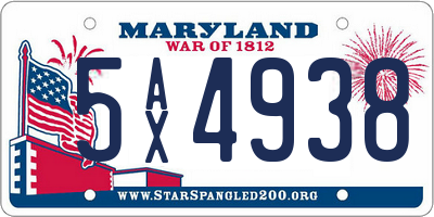 MD license plate 5AX4938