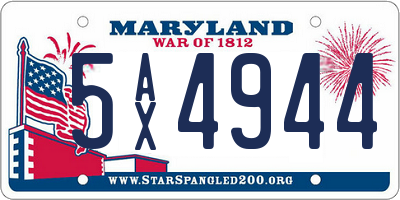 MD license plate 5AX4944