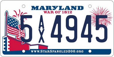 MD license plate 5AX4945