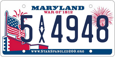 MD license plate 5AX4948