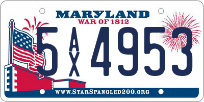 MD license plate 5AX4953