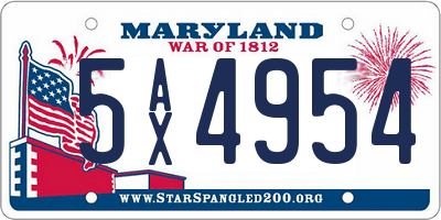 MD license plate 5AX4954