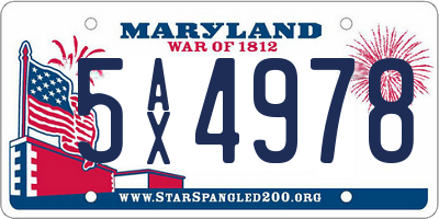 MD license plate 5AX4978