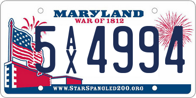 MD license plate 5AX4994