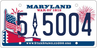 MD license plate 5AX5004