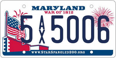 MD license plate 5AX5006