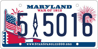 MD license plate 5AX5016