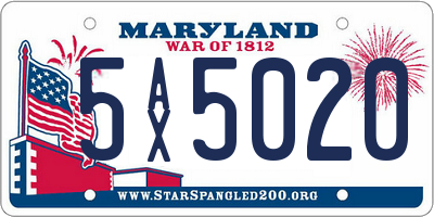 MD license plate 5AX5020