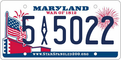 MD license plate 5AX5022