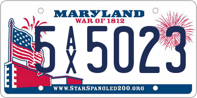 MD license plate 5AX5023