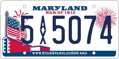 MD license plate 5AX5074