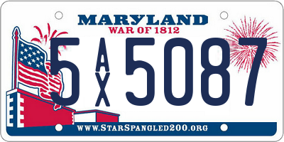 MD license plate 5AX5087