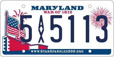 MD license plate 5AX5113