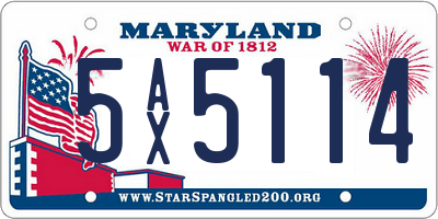 MD license plate 5AX5114