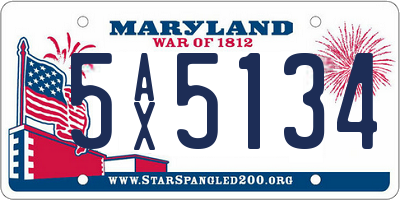MD license plate 5AX5134