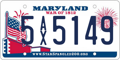 MD license plate 5AX5149