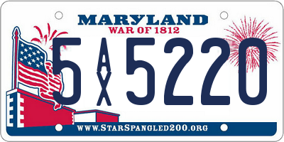 MD license plate 5AX5220