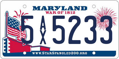 MD license plate 5AX5233