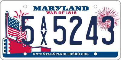 MD license plate 5AX5243