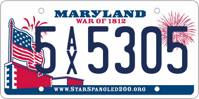 MD license plate 5AX5305