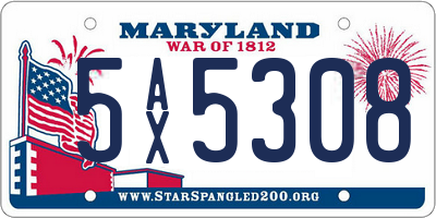 MD license plate 5AX5308