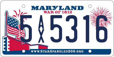 MD license plate 5AX5316